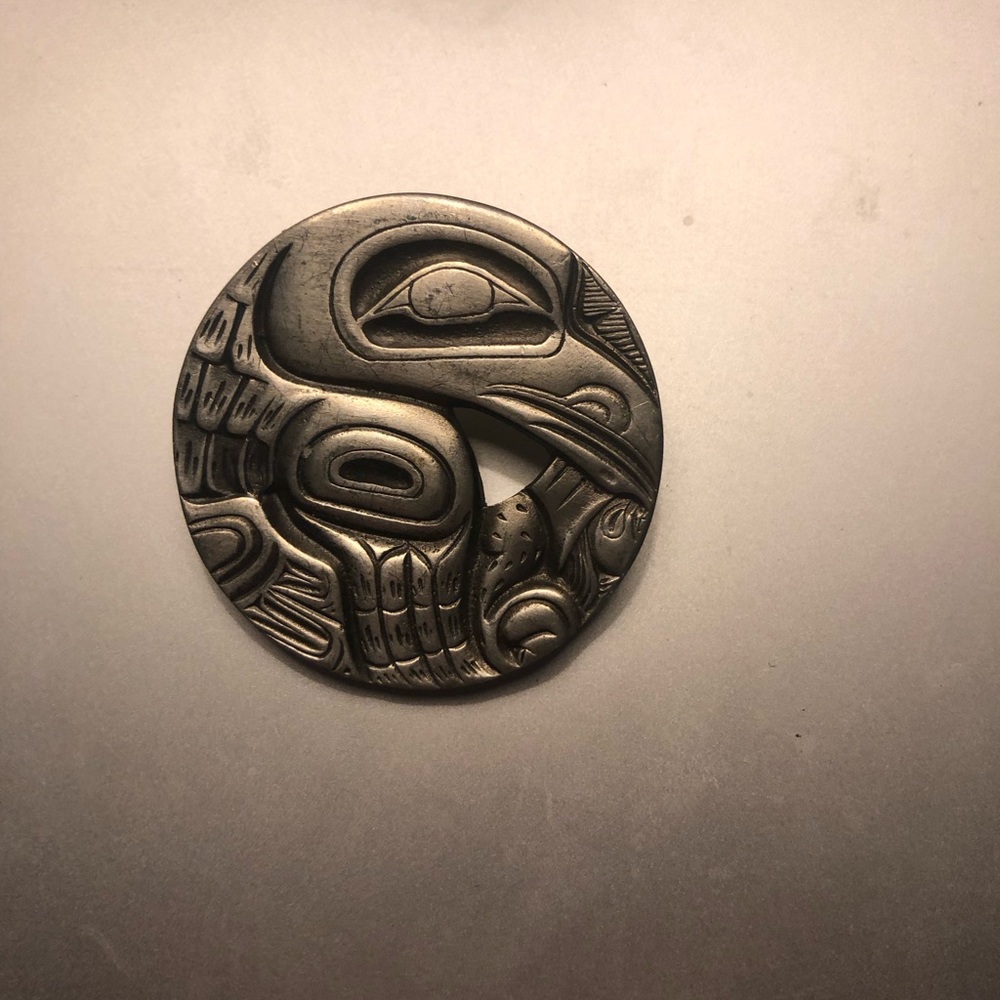 Silver Tribal Design Brooch